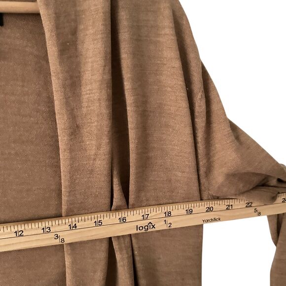 Tahari Brown Beige Superfine Merino Wool and Silk Open Cardigan Size L - Picture 4 of 5